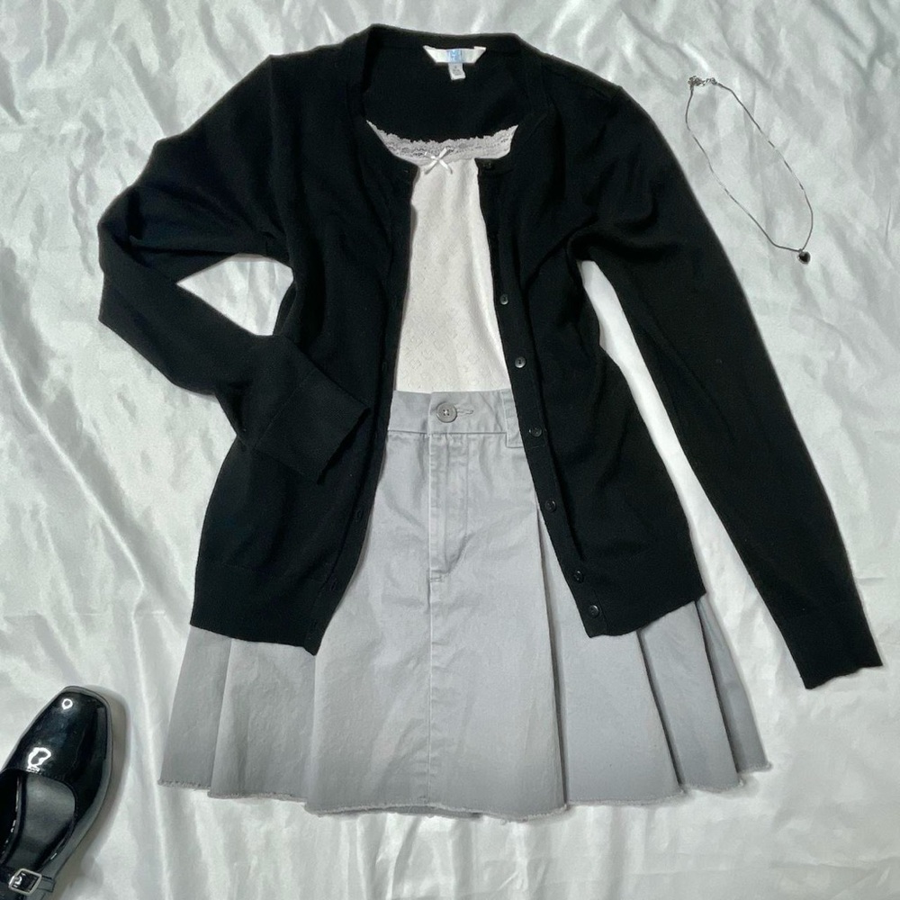 Grey Pleated Mini Skirt